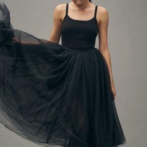 Moon River Sleeveless Tulle Twofer Midi Dress